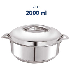 Heart Home 1.5L Stainless Steel Insulated Casserole for Roti, Puri & Chapati with Lid | Heat Retaining Body & Easy Lock Lid Mechanism Hotpot Roti Box for Home & Kitchen | Silver