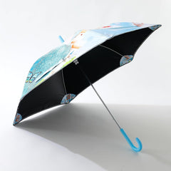 Kuber Industries Disney Frozen Print Umbrella For Kids|Automatic Umbrella For Rain-Pack of 6 (Sky Blue)
