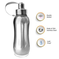 Heart Home Stainless Steel Insulated Water Bottle with Strainer for Home & Traveling, 1Ltr.Pack of 2 (Silver) 54HH4314.