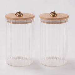 Kuber Industries Borosilicate Glass Jar with Bamboo Lid | Kitchen Organizer Items & Storage | Multi-utility, Leakproof, Airtight Storage Jar for Cookies, Snacks, Tea, Coffee, Sugar | Set of 2 (820ml)