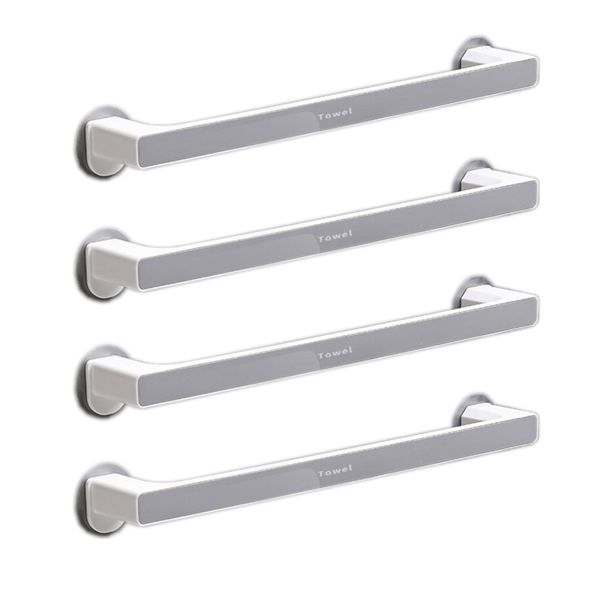 Kuber Industries (Set of 4) Self-Adhesive Bathroom Towel Holder & Hanger - Rod & Stand for Kitchen, Washroom without Drilling - Grey