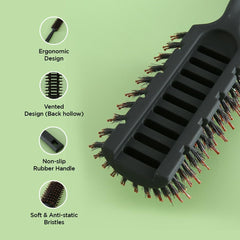 Kuber Industries Hair Brush | Flexible Bristles Brush | Hair Brush with Paddle | Quick Drying Hair Brush | Suitable For All Hair Types | Round Vented Hair Brush | Pack of 6 | C13-X-BLK | Black