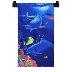 Kuber Industries Kids Bath Towel|Soft Cotton & Sides Stitched Baby Towel|Microfibered Super Absorbent Aquarium Pattern Towel for Infants,Toddler,55x26 Inch,Pack of 2 (Navy Blue)