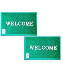 Kuber Industries 2 Piece PVC Door Mat Set - 24" x 14", Green