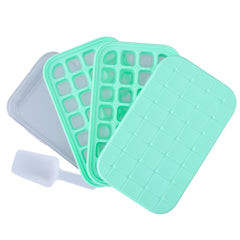 Urbane Home 2 Layer Ice Cube Trays with Storage Box & Ice Scoop | 56 Compartments | One Press Demolding | Ice Cubes for Whiskey Cocktails Mocktails Soft Drinks | BPA Free | Aqua