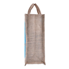Heart Home Grocery Bag | Jute Carry Bag | Lunch Bags for Office | Zipper Grocery Bag with Handle | Vegetable Bag | Blue Happiness Shopping Bag | Medium | Brown