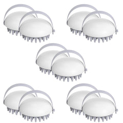 Kuber Industries Hair Massager Brush | Soft Silicone Bristles | Shampoo Brush for Hair Washing | Scalp Massager | Massager Brush For Dandruff | 10 Piece | Pack of 5 | XJWTEU | White