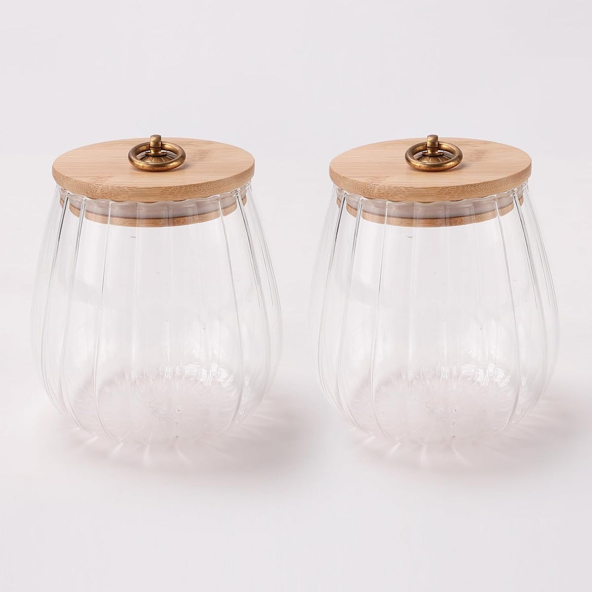 Urbane Home Borosilicate Glass Jar with Bamboo Lid | Kitchen Organizer Items & Storage | Multi-utility, Leakproof, Airtight Storage Jar for Cookies, Snacks, Tea, Coffee, Sugar | Set of 2 (830ml)