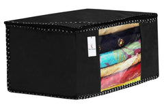 Kuber Industries Single Saree Covers With Zip|Saree Packing Covers For Wedding|Saree Cover Set Of 3 (Black)