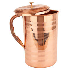 Kuber Industries 2L Pure Copper/Tamba Jug for Water with Lid | Leak Proof, Durable & Rust Free Detox Water Jar for Home & Dining Table | Tambe ka Jug for Health Benefits | Copper