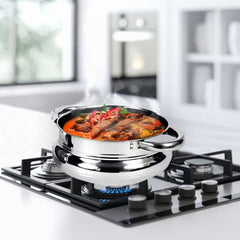 Kuber Industries Stainless Steel Tope and Handi Set | Tope (800ml, 1L, 1.4L, 1.9L & 2.4L) and Handi (600ml, 1L &1.6L)| Induction Friendly | Rust Proof, Easy to Clean & Store