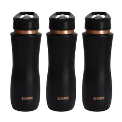 Kuber Industries Copper Water Bottle with Sipper | BPA Free & Non-Toxic | Leakproof, Durable & Lightweight | with Added Health Benefits of Copper |Easy to Clean | Maroon | Black (Pack of 3)