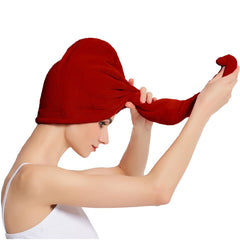 Kuber Industries Hair Wrapper|Hair-Drying Bathrobe Turban Towel|Stretchy Microfiber Quick Absorbent Hair Dry Salon Towel (Maroon)