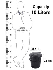 Fun Homes Plastic Dustbin Garbage Bin with Handle (10 Liters, Black)