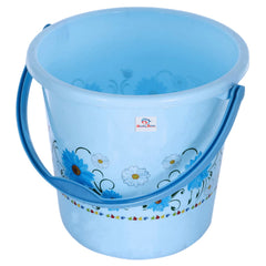 Heart Home Floral Printed Multipurposes Plastic Bucket For Bathing Home Cleaning & Storage Purpose, 18Ltr.- Pack of 2(Blue)-47HH01199