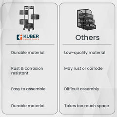 Kuber Industries 4-Layer Kitchen Trolley | 360° Rotating Storage Rack | Round Storage Rack with Wheels | Fruit and Vegetable Storage for Kitchen | Pack of 6 | (Black)