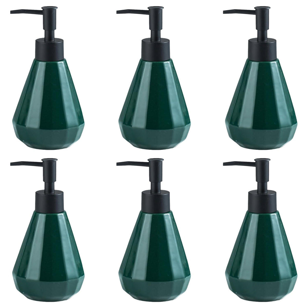 Kuber Industries Liquid Soap Dispenser | Handwash Soap Dispenser | Soap Dispenser for Wash Basin | Shampoo Dispenser Bottle | Bathroom Dispenser Bottle | ZX060GN | Pack of 6 | 250 ml | Green
