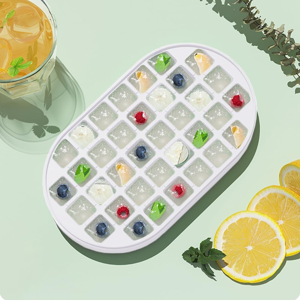 Kuber Industries Ice Box With 36 Compartments|Ice Cube Tray With Soft Bottom|Pack of 3| White