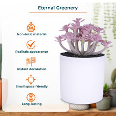 Kuber Industries Artificial Plants for Home D�cor|Natural Looking Indoor Fake Plants with Pot|Artificial Flowers for Decoration-Pack of 3 (Lavender)