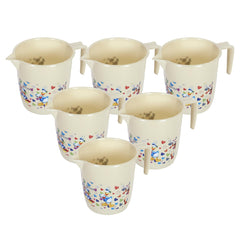 Heart Home Disney Team Bathroom Mug | Plastic Bath Mug for Bathroom | Mug for Bathroom | Mug for Toilet | Washroom Jug | 111 Bath Mug | 1 LTR | Pack of 6 | Beige