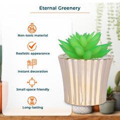 Kuber Industries Artificial Plants for Home D?cor|Natural Looking Indoor Fake Plants with Pot|Artificial Flowers for Decoration-Pack of 6 (Green)