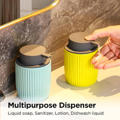 Kuber Industries Liquid Soap Dispenser | Handwash Soap Dispenser | Soap Dispenser for Wash Basin | Shampoo Dispenser Bottle | Bathroom Dispenser Bottle | 3 Piece | 320 ml | JY00162YW | Yellow