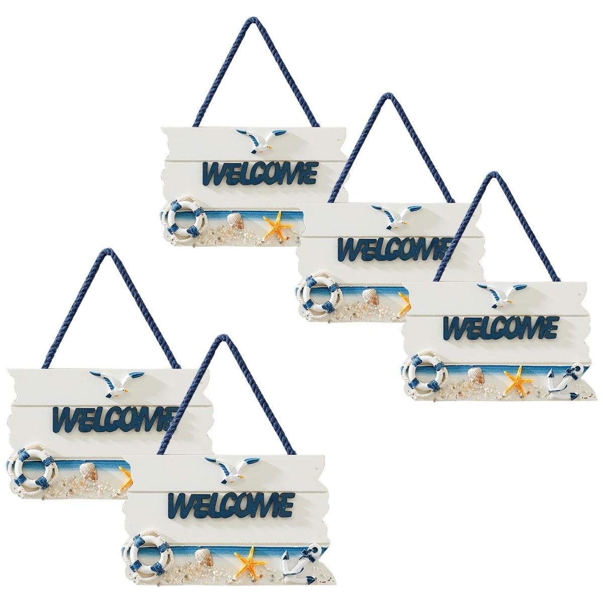 Kuber Industries Door Decor Panel|Wall Hanging Wooden Frame Board-Pack of 5 (White)