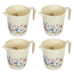 Kuber Industries Disney Team Bathroom Mug | Plastic Bath Mug for Bathroom | Mug for Bathroom | Mug for Toilet | Washroom Jug | 111 Bath Mug | 1 LTR | Pack of 4 | Beige