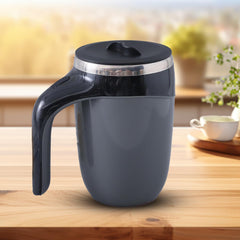 Kuber Industries Anti-Fall Insulated Coffee Mug with Suction Bottom | Leak-Proof Stainless Steel Tumbler | Coffee Mug with Lid and Handle | 500 ML | Black