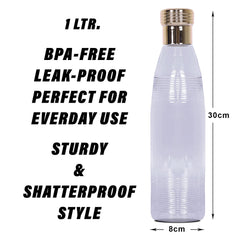 Heart Home Water Bottle | Plastic Water Bottles | Refrigerator Water Bottles | Fridge Water Bottles | Drinking Water Bottle | 1 LTR Water Bottle | Set of 3 | Transparent