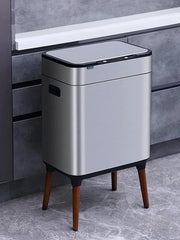 Urbane Home Sensor Dustbin | Dual Compartment Sensor Dustbin | Touchless Trash Can | Smart Dustbin for Bedroom-Office-Living Room | 2 Removable Bucket Can | YW-5522 | 9 LTR | Silver