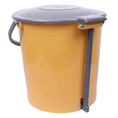 Kuber Industries 3 Pieces Ultra Plastic Garbage Waste Pedal Dustbin for Home, Office with Handle, 5 Liters (Cream & Brown)-KUBMART3044