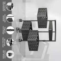 Kuber Industries 3-Layer Kitchen Trolley | 360° Rotating Storage Rack | Square Storage Rack with Wheels | Fruit and Vegetable Storage for Kitchen |Pack of 3 | (Black)