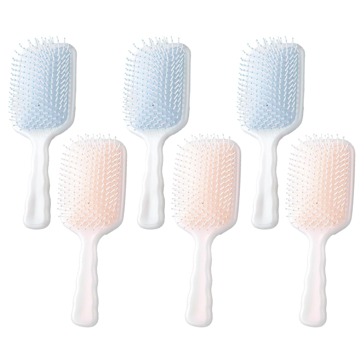 Kuber Industries Hair Brush | Flexible Bristles Brush | Hair Brush with Paddle | Straightens & Detangles Hair Brush | Suitable For All Hair Types | Hair Brush Styling Hair | Set of 6 | Pink & Blue
