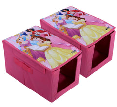 Kuber Industries Disney Princess Shirt Stacker|Wardrobe Organizer For Clothes|Non-Woven Wardrobe Organizer for Home With Lid|Pack of 2 (Pink)