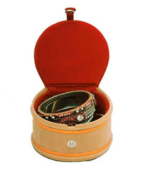 Kuber Industries Wooden 2 Pieces Velvet Small Round Bangle Box (Maroon) -CTKTC038961