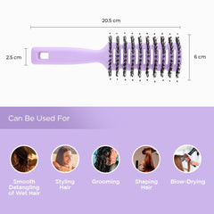 Urbane Home Hair Brush | Flexible Bristles Brush | Hair Brush with Paddle | Straightens & Detangles Hair Brush | Hair Brush Styling Hair | Round Vented | Set of 2 | Blue & Purple
