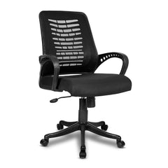 Kuber Industries Ergonomic Revolving Office Chairs for Work from Home | Comes with Manual Height Adjustable, Armrest Support | Comfy Study Chair for Students with Wheels | Black
