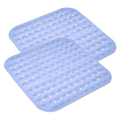 Kuber Industries Bath Mat | PVC Bathroom Mat | Shower Bath Mat | Square Bath Tub Mat | Foot Massager Mat | Anti-Skid Floor Mat | Shower Mat | Pack of 2 | Sky Blue
