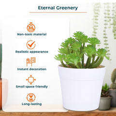 Kuber Industries Artificial Plants for Home Décor|Natural Looking Indoor Fake Plants with Pot|Artificial Flowers for Decoration-Pack of 5 (Green)