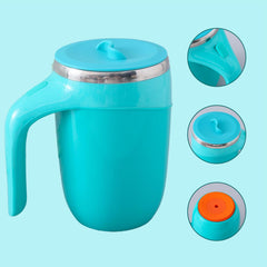 Kuber Industries Anti-Fall Insulated Coffee Mug with Suction Bottom | Leak-proof Stainless Steel Tumbler | Coffee Mug with Lid and Handle | 500 ML | Blue
