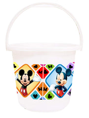 Kuber Industries Disney Mickey Minnie Print Unbreakable Virgin Plastic Strong Bathroom Bucket,16 LTR (Cream & Blue & White)-Pack of 3 -HS_35_KUBMARTS17875