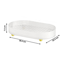 Kuber Industries Pack of 4 Multipurpose Double layer Decorative Drain Tray | Makeup Perfume Organiser, Bathroom Vanity, Dresser Tray, Kitchen Countertop Organiser Tray | Anti Slip | Transparent