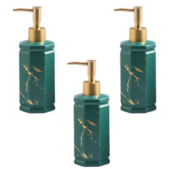 Kuber Industries Liquid Soap Dispenser | Handwash Soap Dispenser | Soap Dispenser for Wash Basin | Shampoo Dispenser Bottle | Bathroom Dispenser Bottle | Pack of 3 | 350 ml | Green