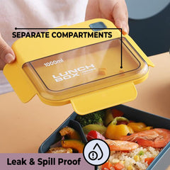 Kuber Industries Insulated Lunch Box for Kids & Adults|Premium Food-Grade PP Plastic|Leakproof & Spill Proof|Dishwasher & Microwave Safe Lunch Box|1000 ML|HX0043127|Green (Pack of 6)