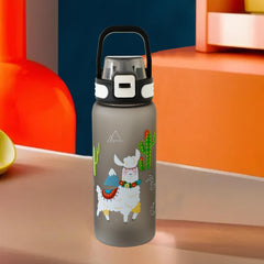 Kuber Industries Pack of 5 Kids Water Bottle With Straw |Sipper Water Bottle For Kids Boys Girls| Water Bottle with Locking Flip Lid | 800 ml |Black | SYZ-7791C