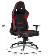 Heart Home Revolving Ergosmart PC Gaming Chairs with Wheels | Comes with Headrest, Lumbar Support Cushions & Footrest | Comfortable Chair for Long Sitting & Back Pain Relief | Black & Red