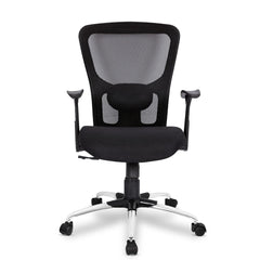 Kuber Industries Ergonomic Office Chairs for Work From Home | Comes with Manual Height Adjustable, Armrest & 2D Lumbar Support | Comfy Study Chair for Students with Wheels | Black
