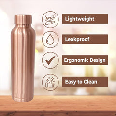 Kuber Industries Copper Water Bottle | BPA Free, Non Toxic | Leakproof, Durable & Lightweight | With Added Health Benefits of Copper | Ergonomic Design & Easy to Clean | Black| 950 ml (Pack Of 5)