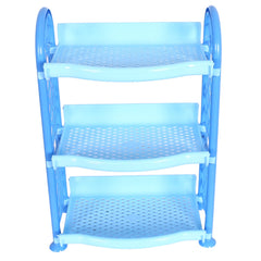 Kuber Industries Organising Rack| Plastic 3 Shelves Kitchen Storage Stand|Durable Wall Mounted Jar Kitchen Utensils Organizer,Pack of 2 (Blue)